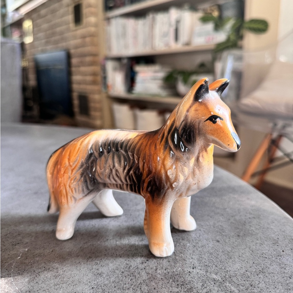 Vintage Ceramic Rough Collie Lassie Dog Figurine Decor